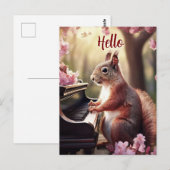 Eichhörnchen Süße Tier Klavier Hallo Postkarte (Vorne/Hinten)