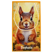 Eichhörnchen Süße Tier Personalisiert Kinder Name Kleine Geschenktüte (Rückseite)
