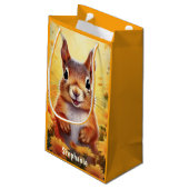 Eichhörnchen Süße Tier Personalisiert Kinder Name Kleine Geschenktüte (Rückseite Schrägansicht)