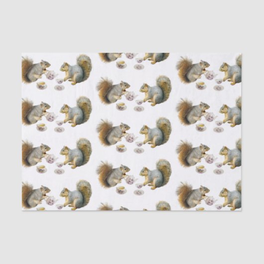 Eichhörnchen Tea Party Tissue Paper Seidenpapier (Vorderseite)