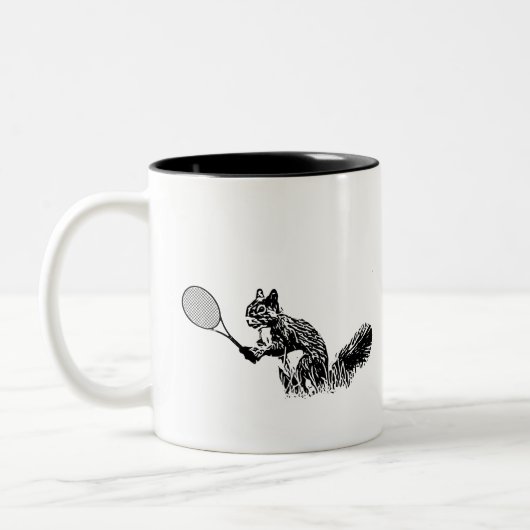 Eichhörnchen-Tennis Zweifarbige Tasse (Links)