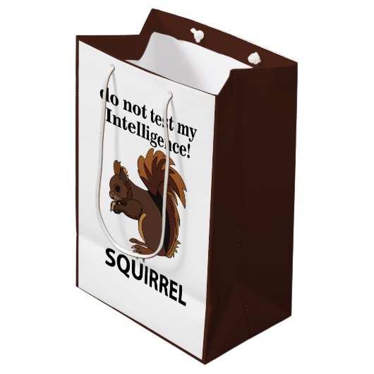 Eichhörnchen testen meine Intelligenz nicht Mittlere Geschenktüte (Vorderseite Schrägansicht)