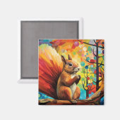 Eichhörnchen Tierportrait Farbige Malerei Magnet (Vorderseite/Rückseite)