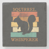 Eichhörnchen Tierwald Retro Steinuntersetzer (Vorderseite)