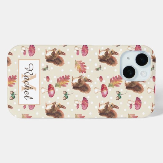 Eichhörnchen & Toadstools Herbstmuster Personalisi Case-Mate iPhone Hülle (Rückseite (Horizontal))