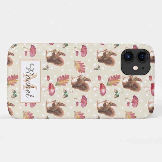 Eichhörnchen & Toadstools Herbstmuster Personalisi Case-Mate iPhone Hülle (Rückseite (Horizontal))