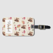 Eichhörnchen & Toadstools Herbstmuster Personalisi Gepäckanhänger (Vorderseite (Horizontal))