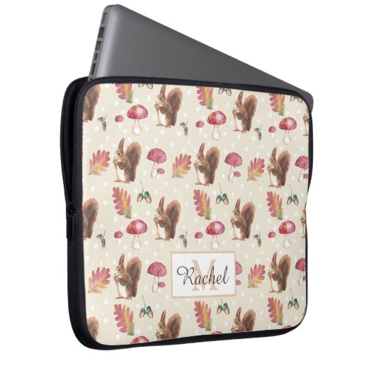 Eichhörnchen & Toadstools Herbstmuster Personalisi Laptopschutzhülle (Vorne Rechts)