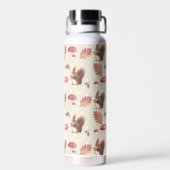Eichhörnchen & Toadstools Herbstmuster Personalisi Trinkflasche (Rückseite)