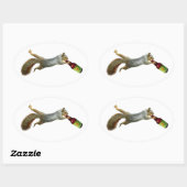 Eichhörnchen Trinkbieraufkleber Ovaler Aufkleber (Blatt)