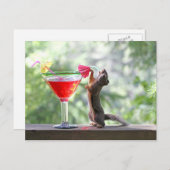 Eichhörnchen trinken einen Cocktail in Happy Hour Postkarte (Vorne/Hinten)