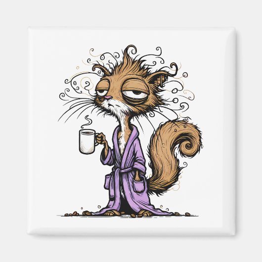Eichhörnchen trinken Kaffee Magnet (Vorne)
