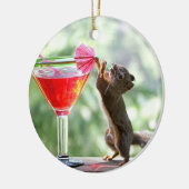 Eichhörnchen-trinkendes Cocktail Keramikornament (Links)
