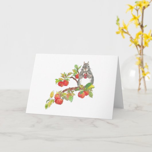 Eichhörnchen trinkt Apfelwein Karte (Gelbe Blume)