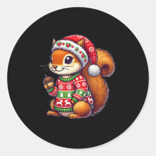 Eichhörnchen Ugly Sweater Weihnachtsmannmütze Weih Runder Aufkleber