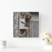 Eichhörnchen-Uhr Quadratische Wanduhr (Zuhause)