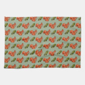 Eichhörnchen und Acorn-Muster grün Geschirrtuch (Horizontal)