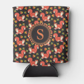 Eichhörnchen und Autumn Leaf Muster Monogram Dosenkühler (Vorderseite)