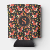 Eichhörnchen und Autumn Leaf Muster Monogram Dosenkühler (Rückseite)