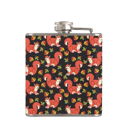 Eichhörnchen und Autumn Leaf Muster Monogram Flachmann (Rückseite)