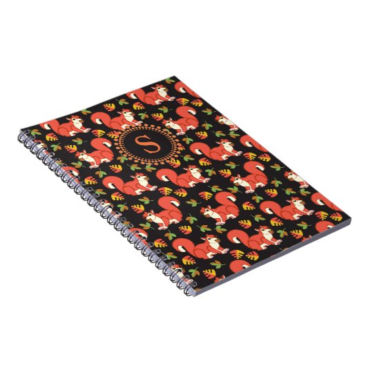 Eichhörnchen und Autumn Leaf Muster Monogram Notizblock (Rechte Seite)