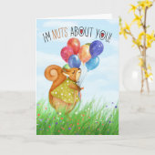 Eichhörnchen und Balloons zum Valentinstag Karte (Gelbe Blume)