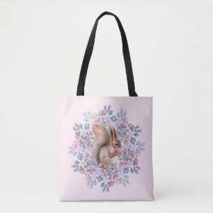 Eichhörnchen und Blumen Tasche