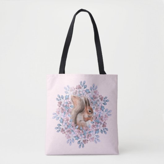 Eichhörnchen und Blumen Tasche (Vorderseite)