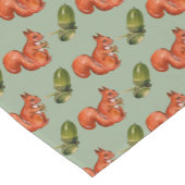 Eichhörnchen und Eichelmuster Grün Kurzer Tischläufer (Ecke)