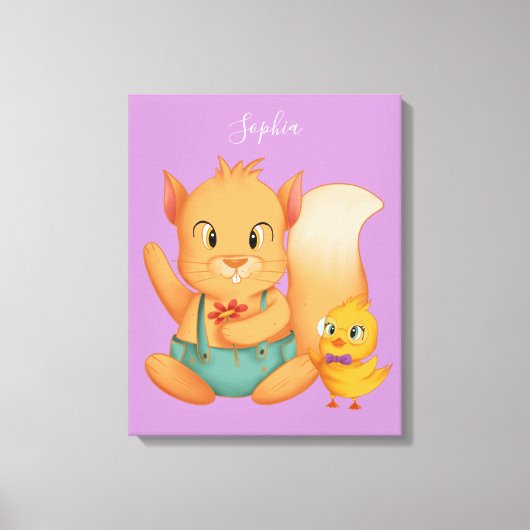 Eichhörnchen und Enten, Heimwerker Weiß, bleihalti Leinwanddruck (Vorderseite)