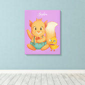 Eichhörnchen und Enten, Heimwerker Weiß, bleihalti Leinwanddruck (Insitu (Holzboden))