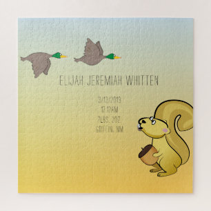 Eichhörnchen und Entenbaby Birth Stats Puzzle