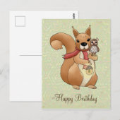 Eichhörnchen und Eule Postkarte (Vorne/Hinten)