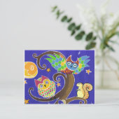 Eichhörnchen und Eulen Postkarte (Stehend Vorderseite)