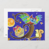 Eichhörnchen und Eulen Postkarte (Vorne/Hinten)