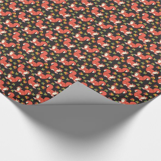Eichhörnchen und Federmuster Geschenkpapier (Ecke)