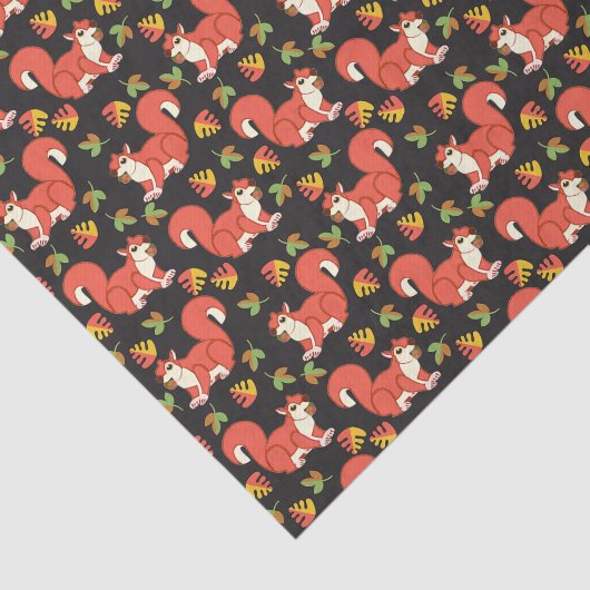 Eichhörnchen und Federmuster Seidenpapier (Ausschnitt)