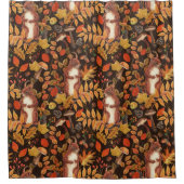 Eichhörnchen und Flora in dunkelbraun Duschvorhang (Vorderseite)