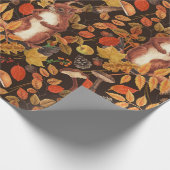 Eichhörnchen und Flora in dunkelbraun Geschenkpapier (Ecke)