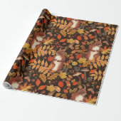 Eichhörnchen und Flora in dunkelbraun Geschenkpapier (Ungerollt)