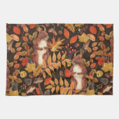 Eichhörnchen und Flora in dunkelbraun Geschirrtuch (Horizontal)