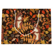 Eichhörnchen und Flora in dunkelbraun Große Geschenktüte (Vorderseite)