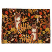 Eichhörnchen und Flora in dunkelbraun Große Geschenktüte (Rückseite)