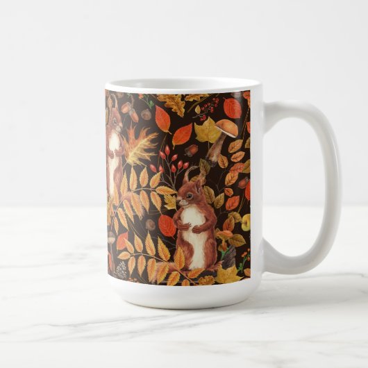 Eichhörnchen und Flora in dunkelbraun Kaffeetasse (Rechts)