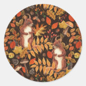 Eichhörnchen und Flora in dunkelbraun Runder Aufkleber (Vorderseite)