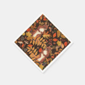 Eichhörnchen und Flora in dunkelbraun Serviette (Ecke)