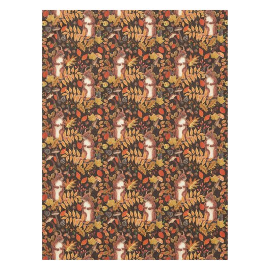 Eichhörnchen und Flora in dunkelbraun Tischdecke (Vorderseite)