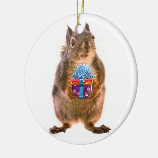 Eichhörnchen und Geschenk Keramik Ornament (Links)