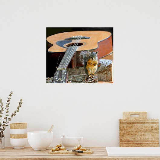 Eichhörnchen und Gitarre Poster (Küche)