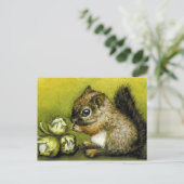 Eichhörnchen und Haselnüsse Postkarte (Stehend Vorderseite)